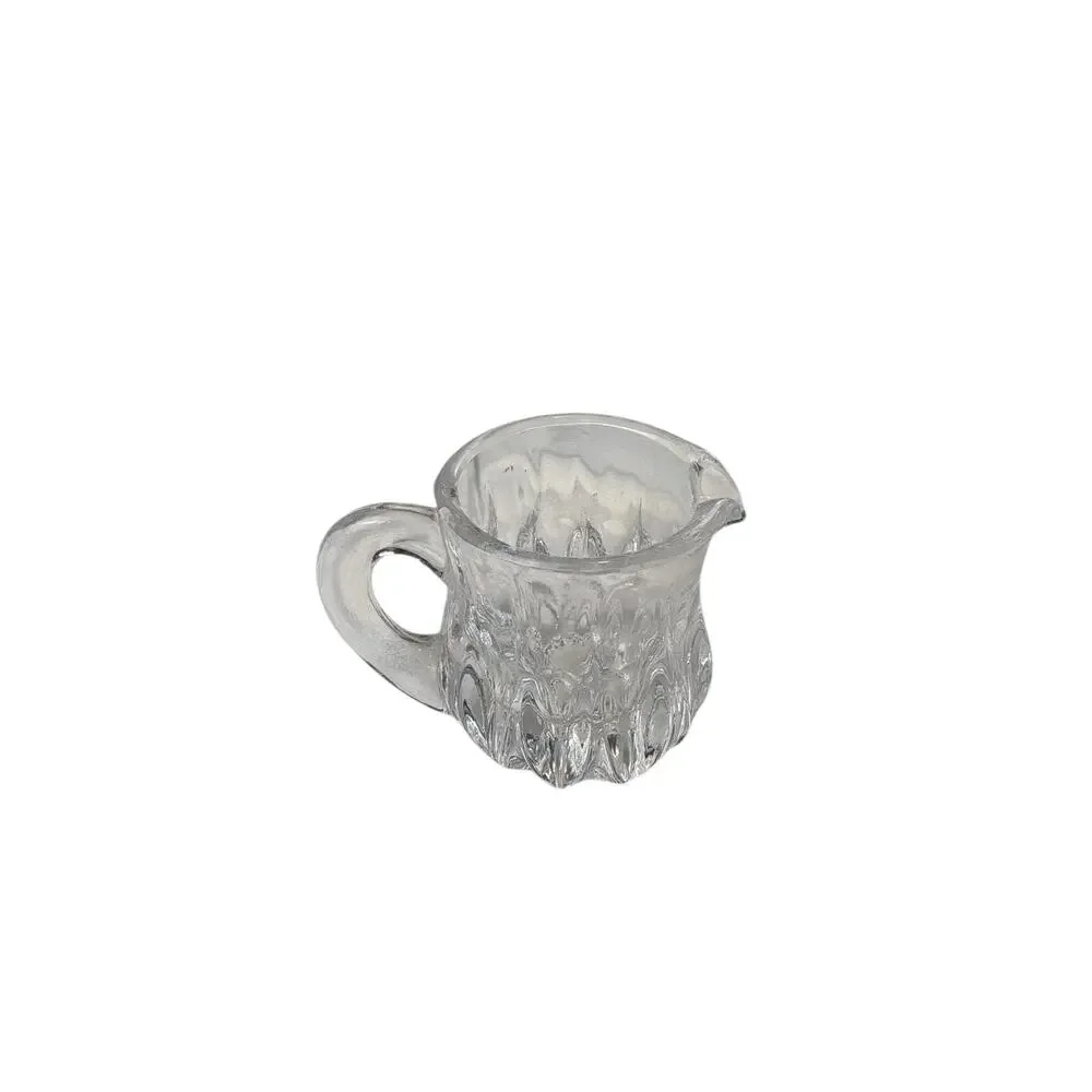 Vintage Clear Glass Individual Creamer with Textured‎ Pattern – Unbranded